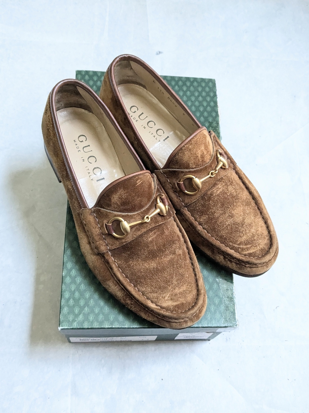 Gucci Men’s Brown Suede Horsebit Loafers Men 9 D Leather